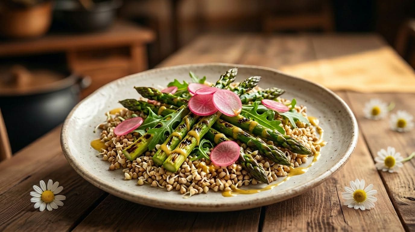 Seasonal vegetables on a rustic table