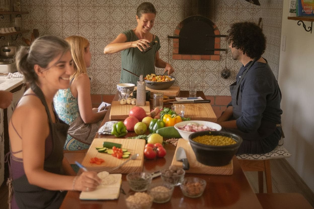 Group cooking experience in the kitchen